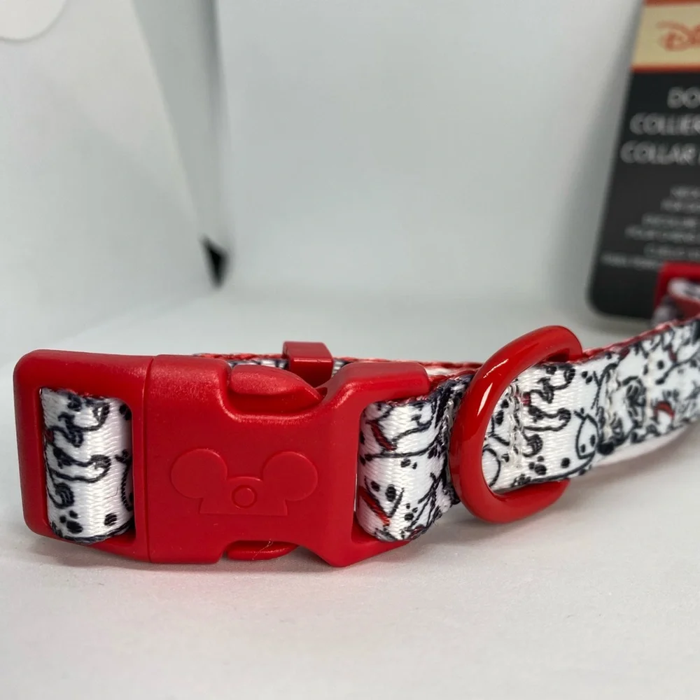 Disney Parks Tails Dog Collar 101 Dalmations Can't Catch Me Red White Medium/M